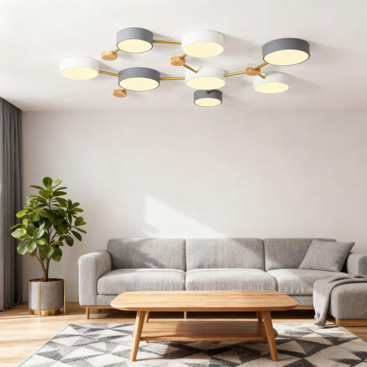 Solid Wood and Iron Ceiling Light