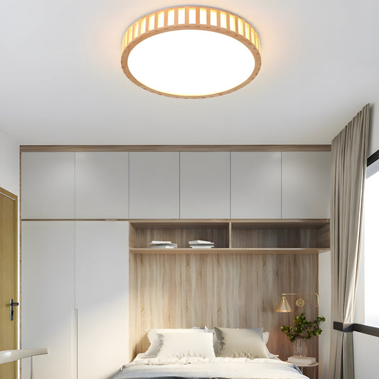 Minimalist Round Wood and Acrylic Ceiling Light