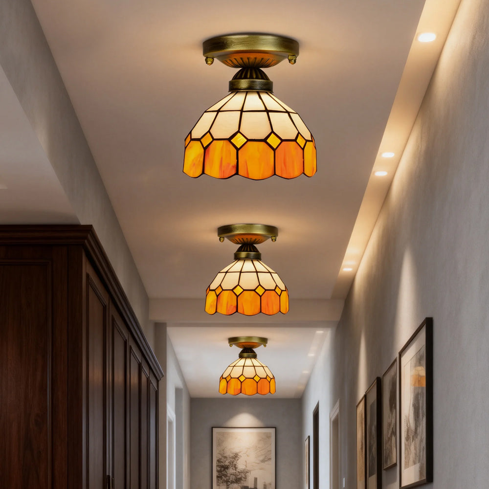 Tiffany Colored Glass Ceiling Light