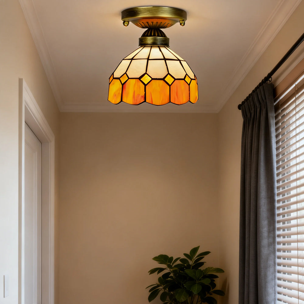 Tiffany Colored Glass Ceiling Light