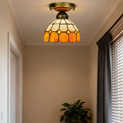 Tiffany Colored Glass Ceiling Light