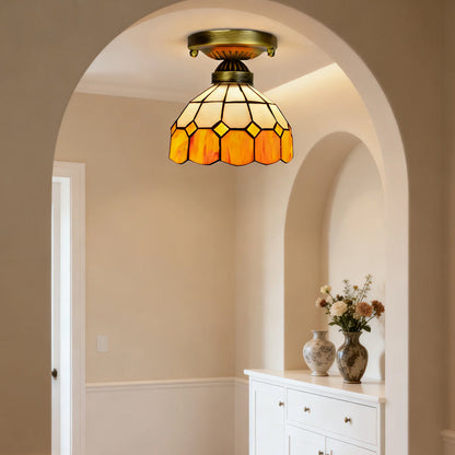 Tiffany Colored Glass Ceiling Light