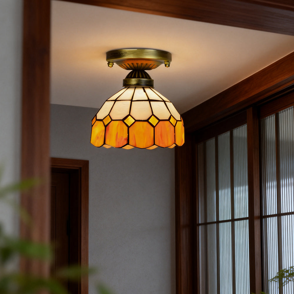 Tiffany Colored Glass Ceiling Light