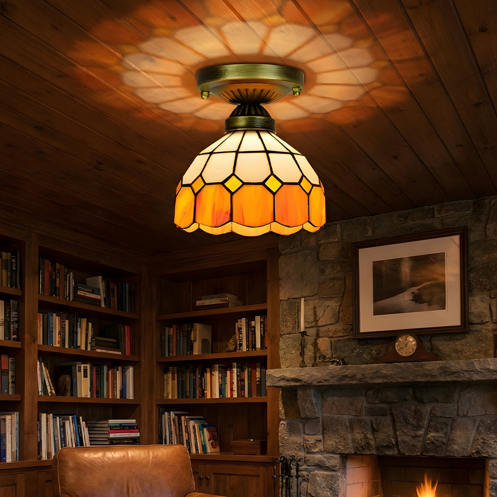 Tiffany Colored Glass Ceiling Light