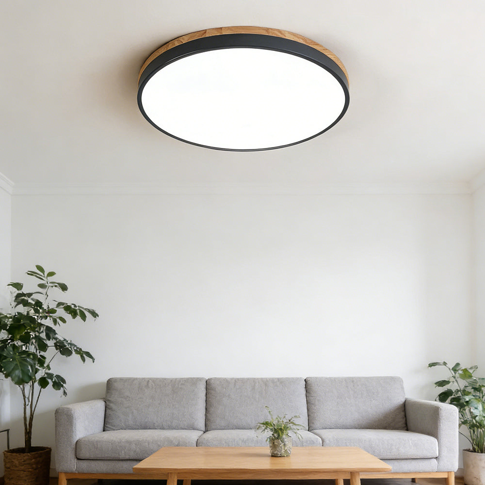Scandinavian Round Wood Ceiling Light