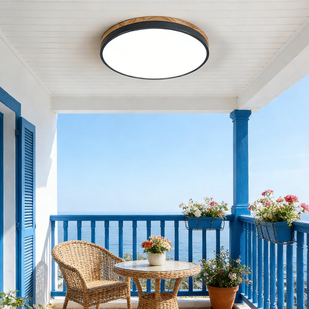 Scandinavian Round Wood Ceiling Light