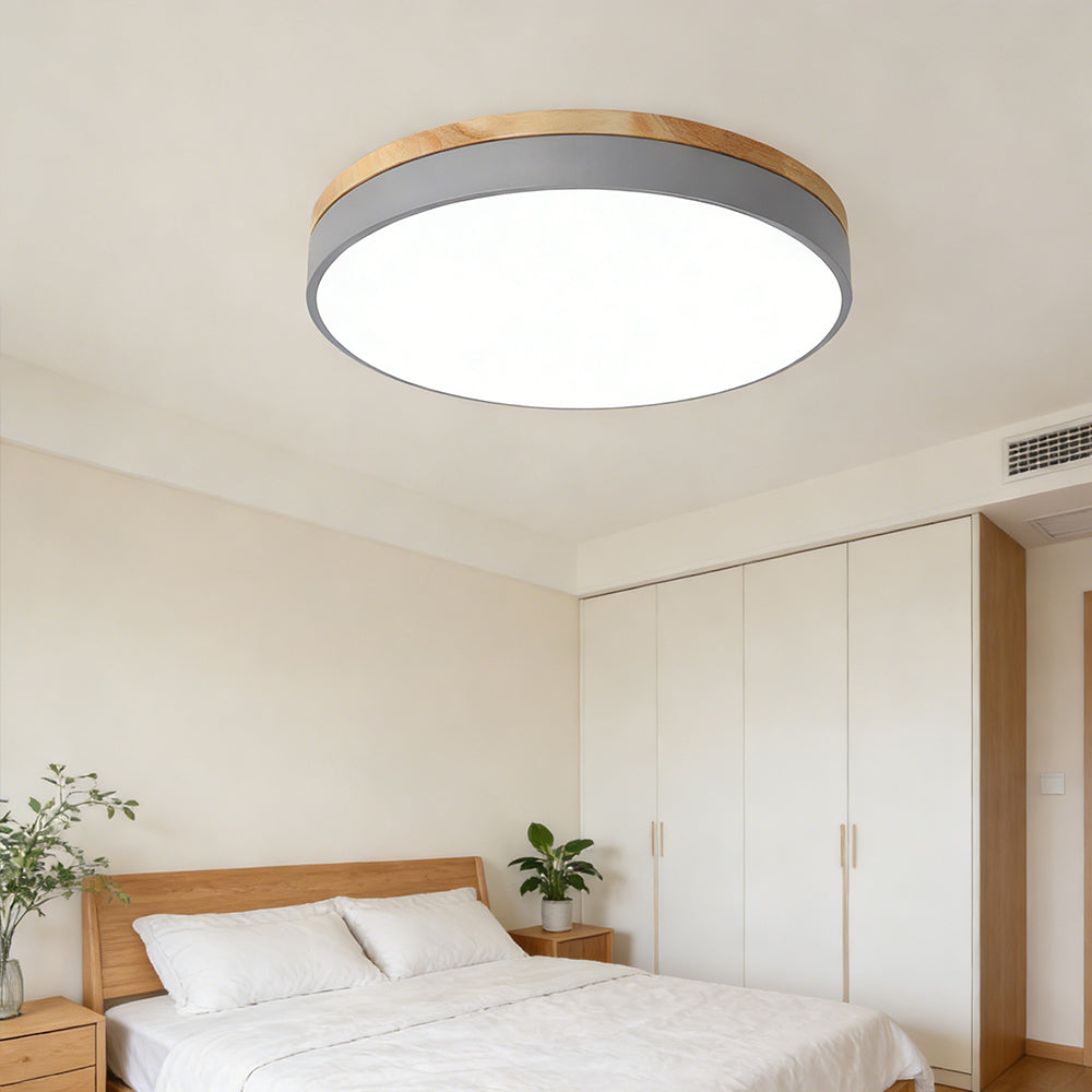 Scandinavian Round Wood Ceiling Light