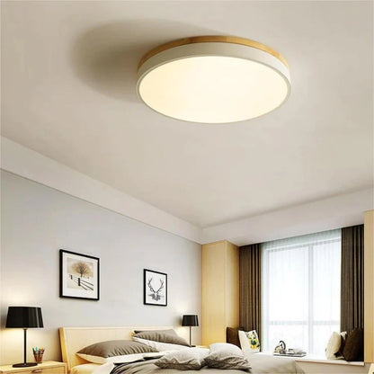 Scandinavian Round Wood Ceiling Light