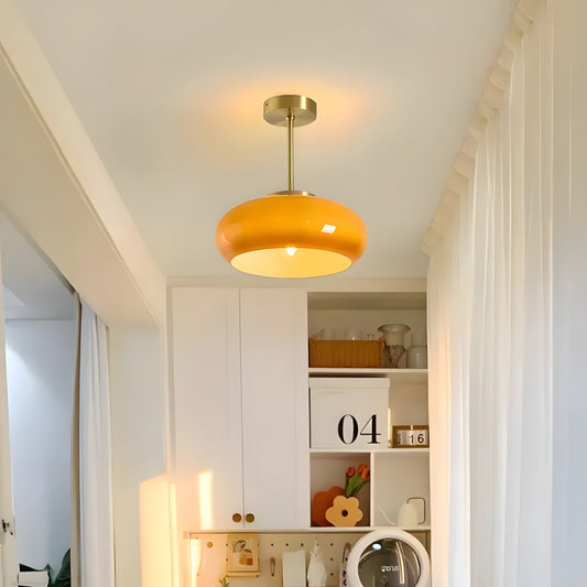 Vintage Amber Glass Ceiling Light