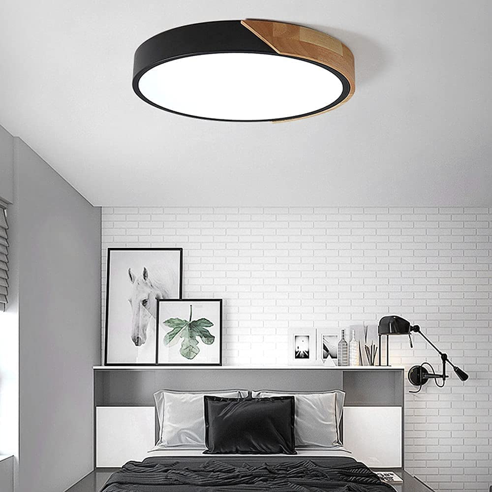 Adjustable Round Wood Macaron-Style Ceiling Light