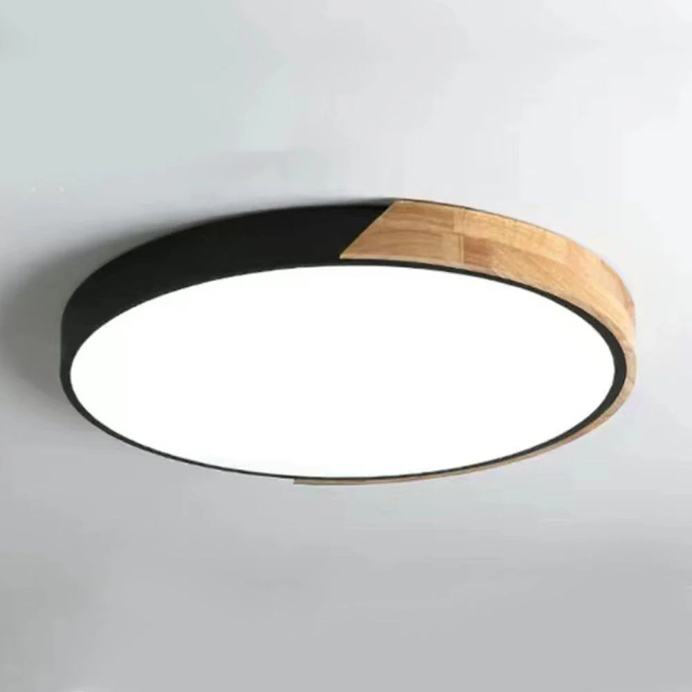 Adjustable Round Wood Macaron-Style Ceiling Light