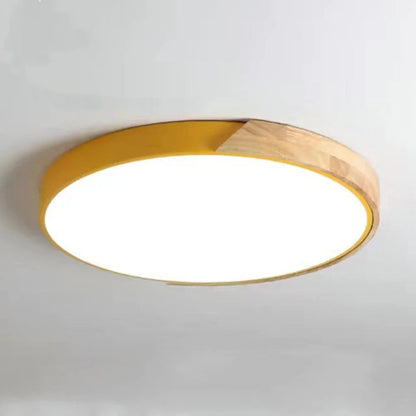 Adjustable Round Wood Macaron-Style Ceiling Light