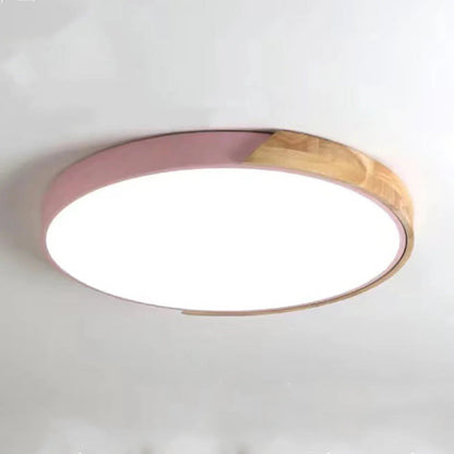 Adjustable Round Wood Macaron-Style Ceiling Light