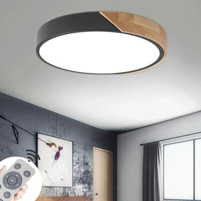 Adjustable Round Wood Macaron-Style Ceiling Light