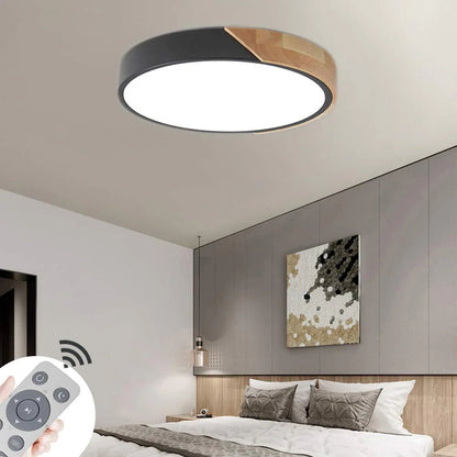 Adjustable Round Wood Macaron-Style Ceiling Light
