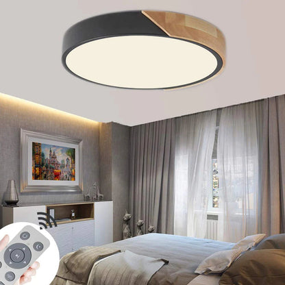 Adjustable Round Wood Macaron-Style Ceiling Light