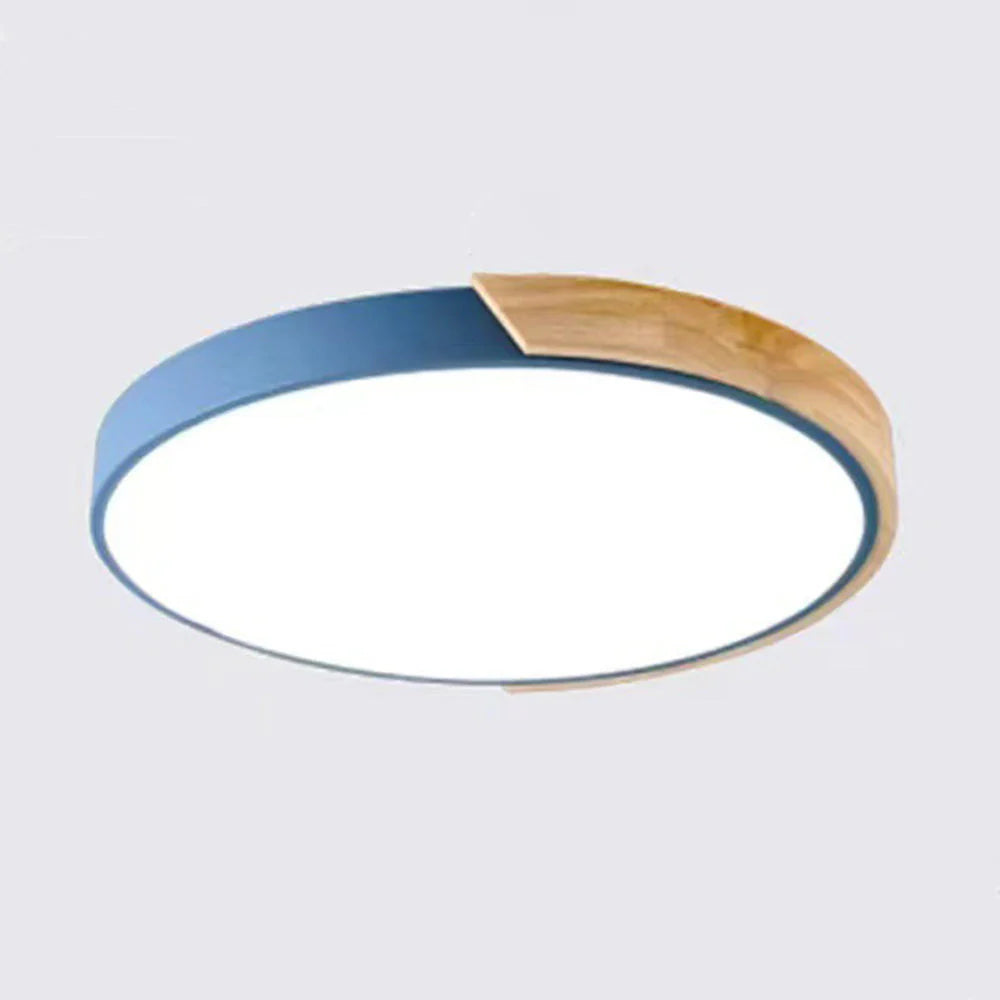 Adjustable Round Wood Macaron-Style Ceiling Light