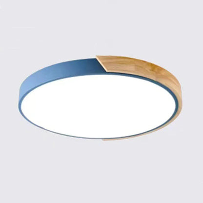 Adjustable Round Wood Macaron-Style Ceiling Light