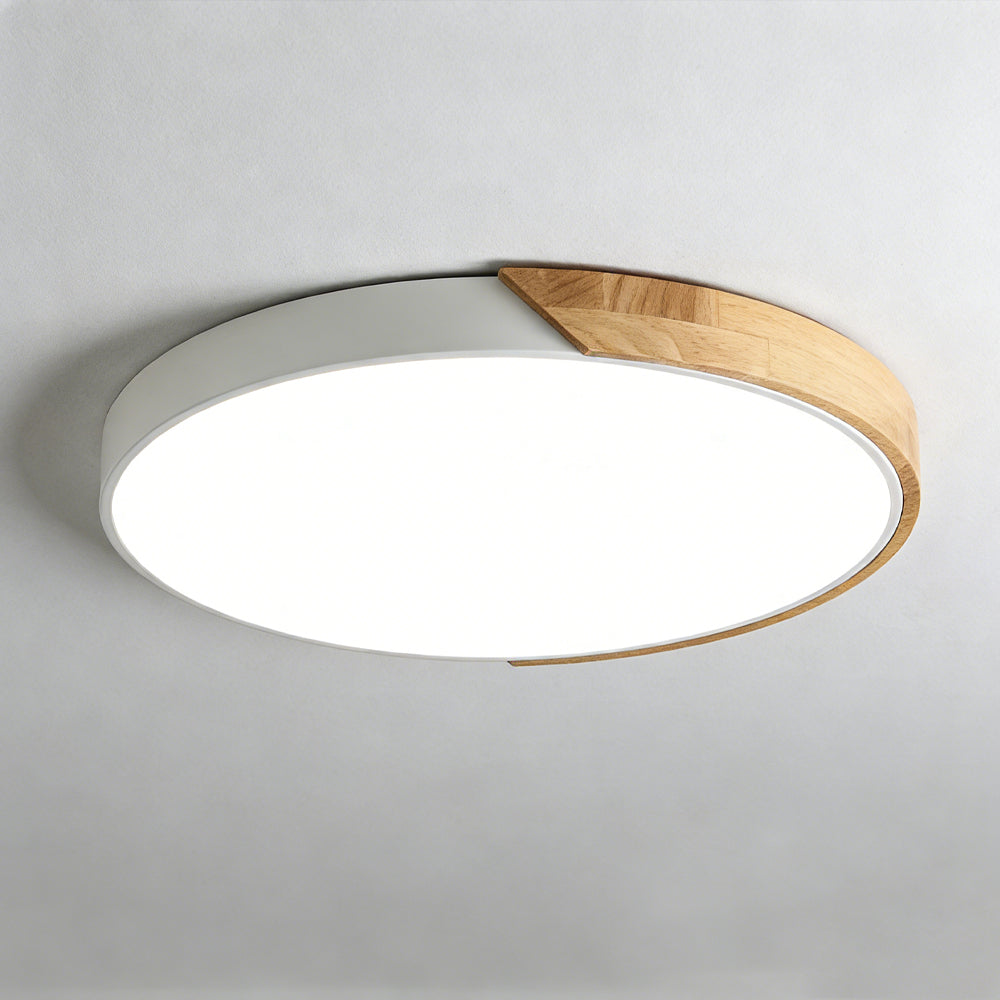 Adjustable Round Wood Macaron-Style Ceiling Light