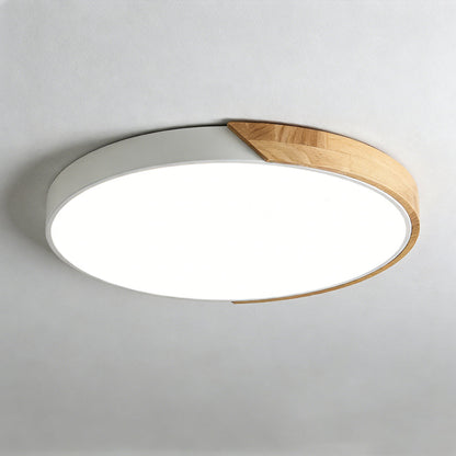 Adjustable Round Wood Macaron-Style Ceiling Light