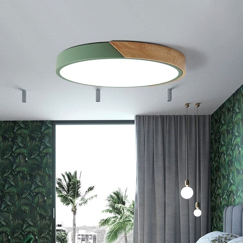 Adjustable Round Wood Macaron-Style Ceiling Light