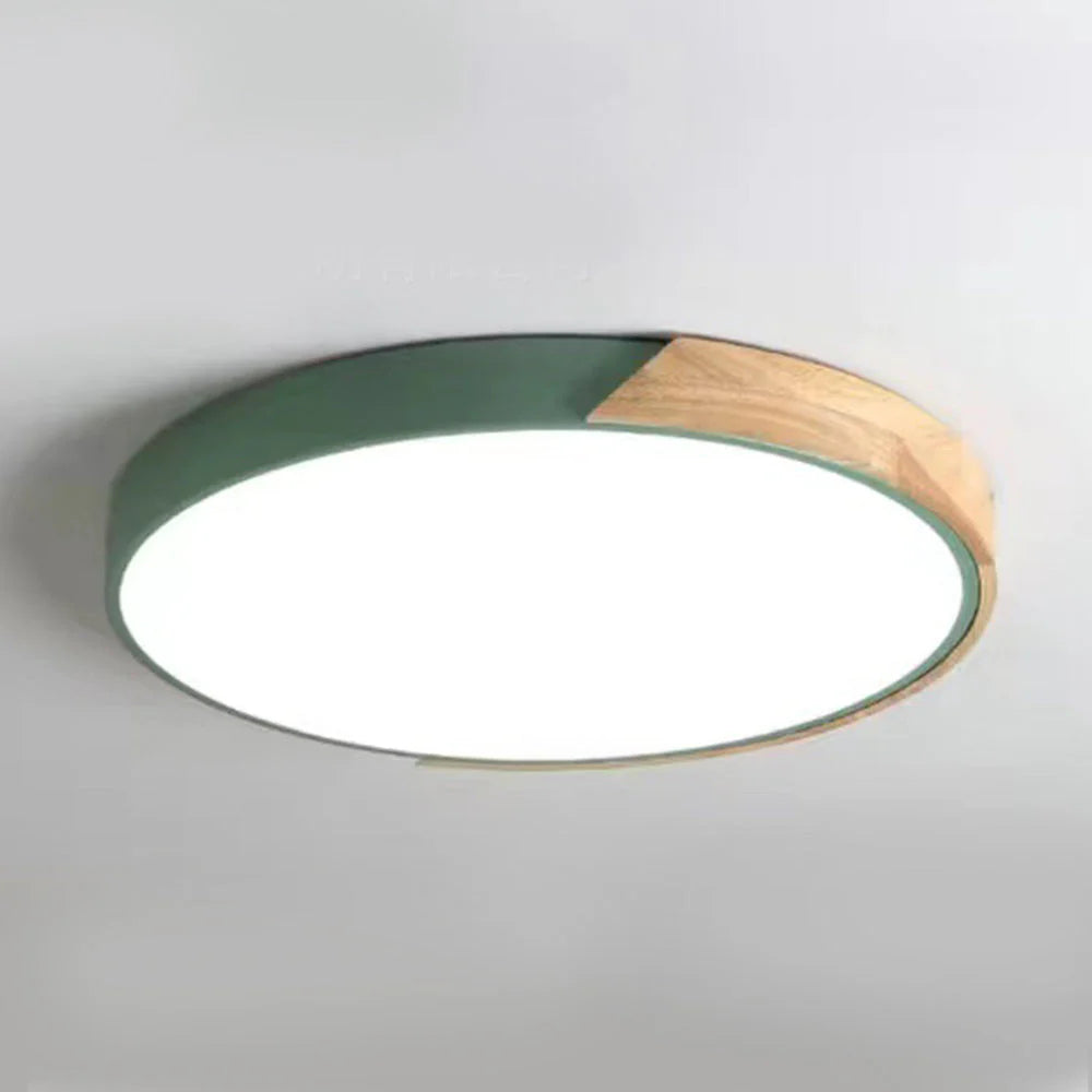 Adjustable Round Wood Macaron-Style Ceiling Light