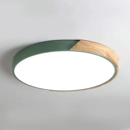 Adjustable Round Wood Macaron-Style Ceiling Light