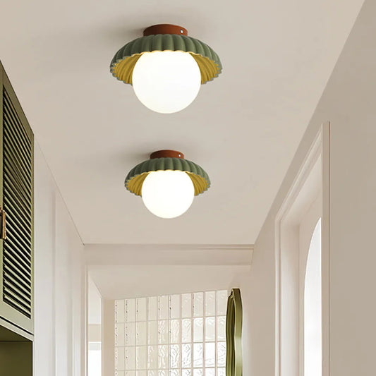 Modern Cream Glass Ceiling Light with Floral Bud Motif