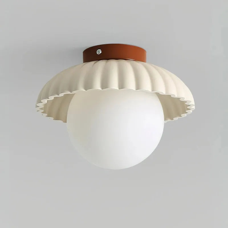 Modern Cream Glass Ceiling Light with Floral Bud Motif