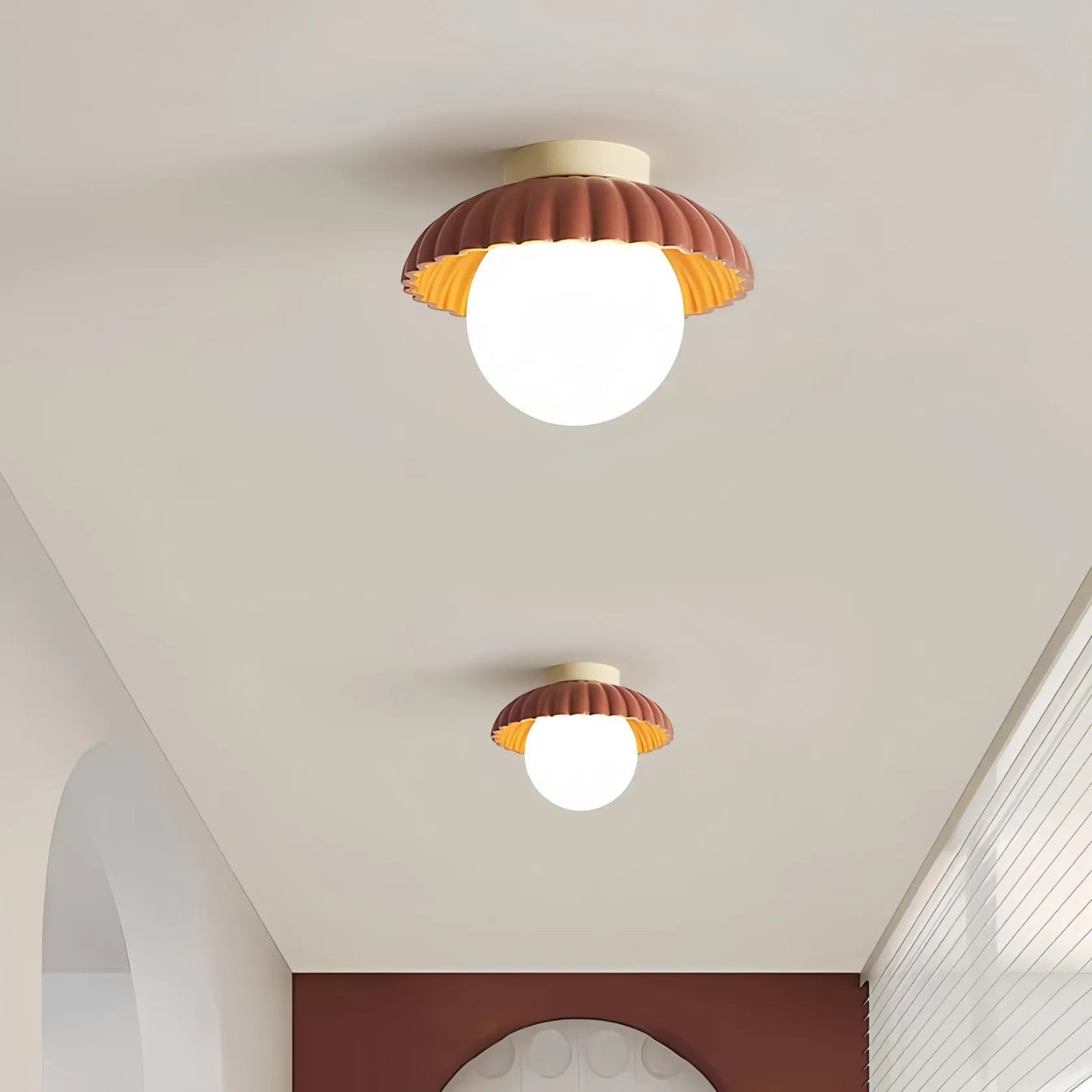 Modern Cream Glass Ceiling Light with Floral Bud Motif