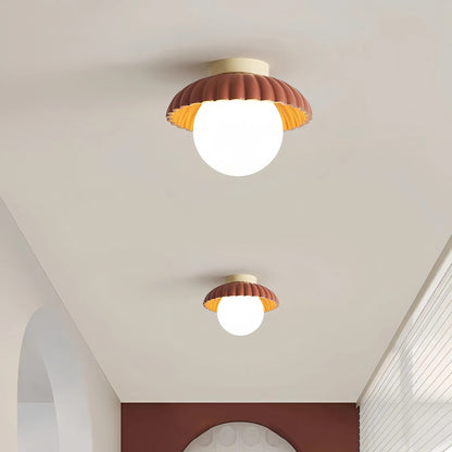 Modern Cream Glass Ceiling Light with Floral Bud Motif