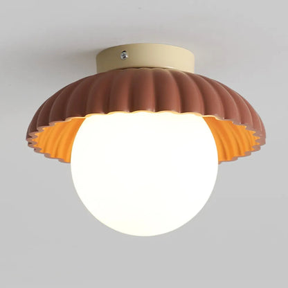 Modern Cream Glass Ceiling Light with Floral Bud Motif