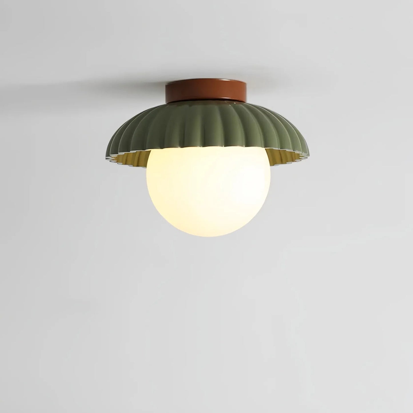 Modern Cream Glass Ceiling Light with Floral Bud Motif