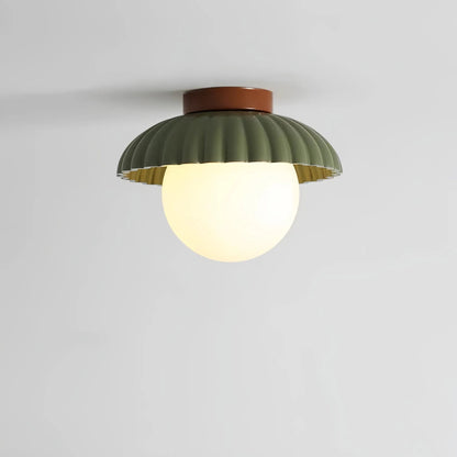 Modern Cream Glass Ceiling Light with Floral Bud Motif