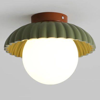 Modern Cream Glass Ceiling Light with Floral Bud Motif