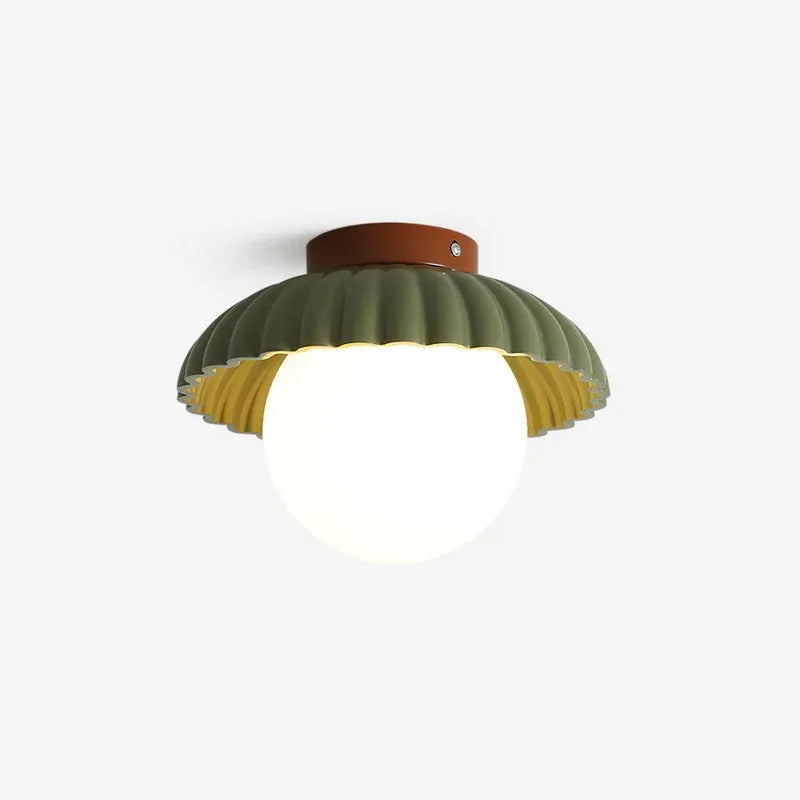 Modern Cream Glass Ceiling Light with Floral Bud Motif