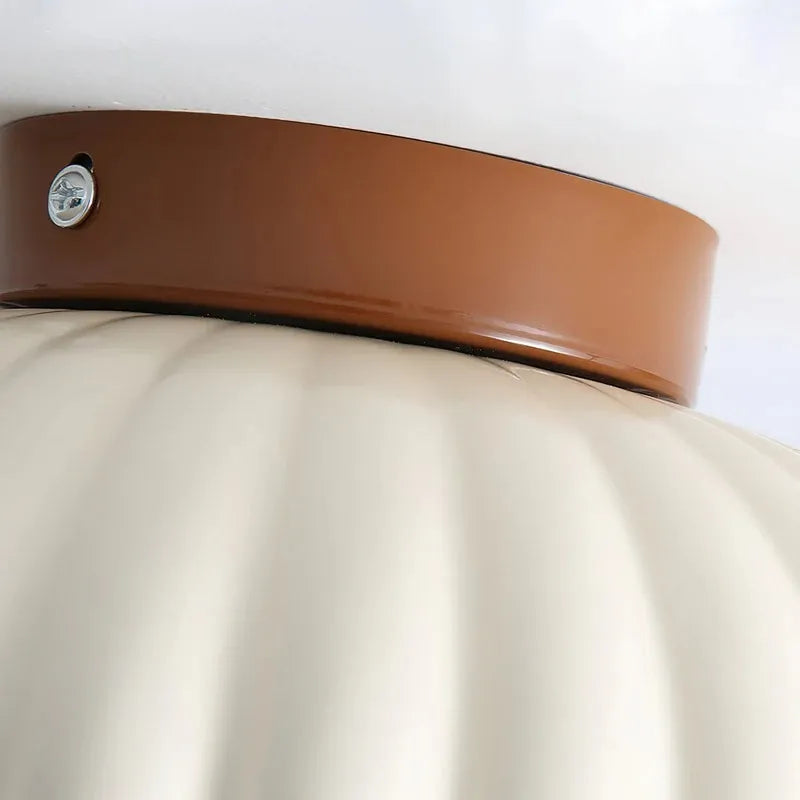 Modern Cream Glass Ceiling Light with Floral Bud Motif