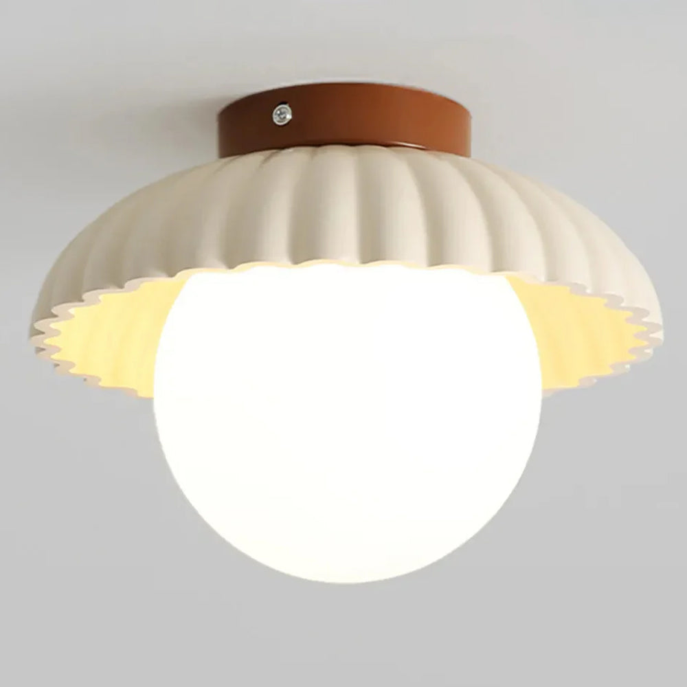 Modern Cream Glass Ceiling Light with Floral Bud Motif