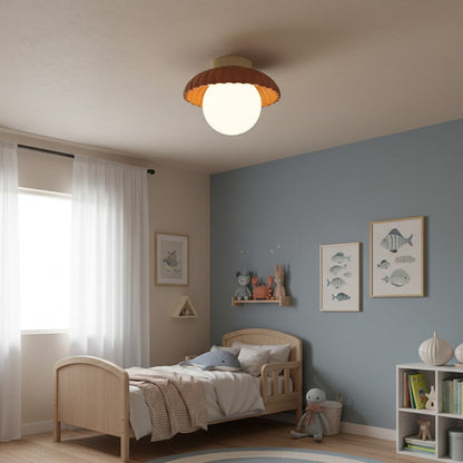 Modern Cream Glass Ceiling Light with Floral Bud Motif