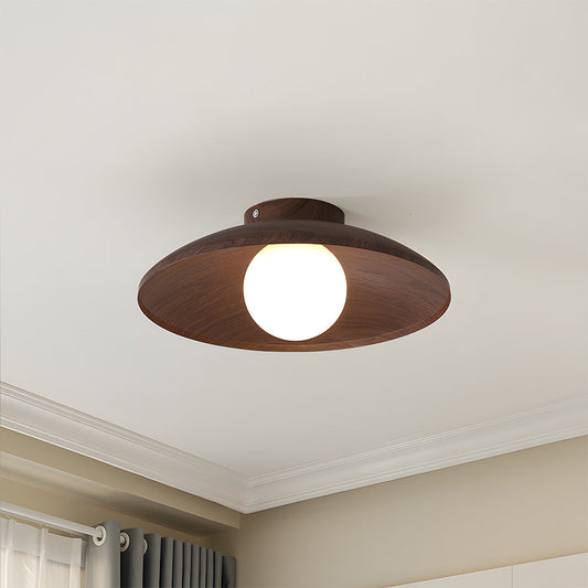 Minimalist Brown Ceiling Light in Iron and Wood