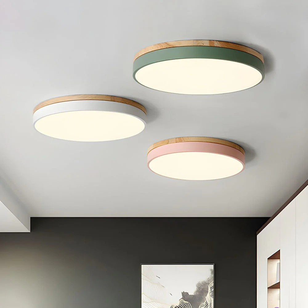 Scandinavian Round Wood Ceiling Light