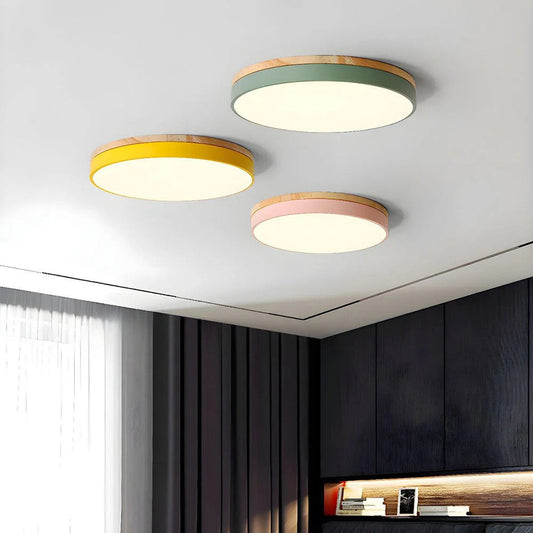 Scandinavian Round Wood Ceiling Light