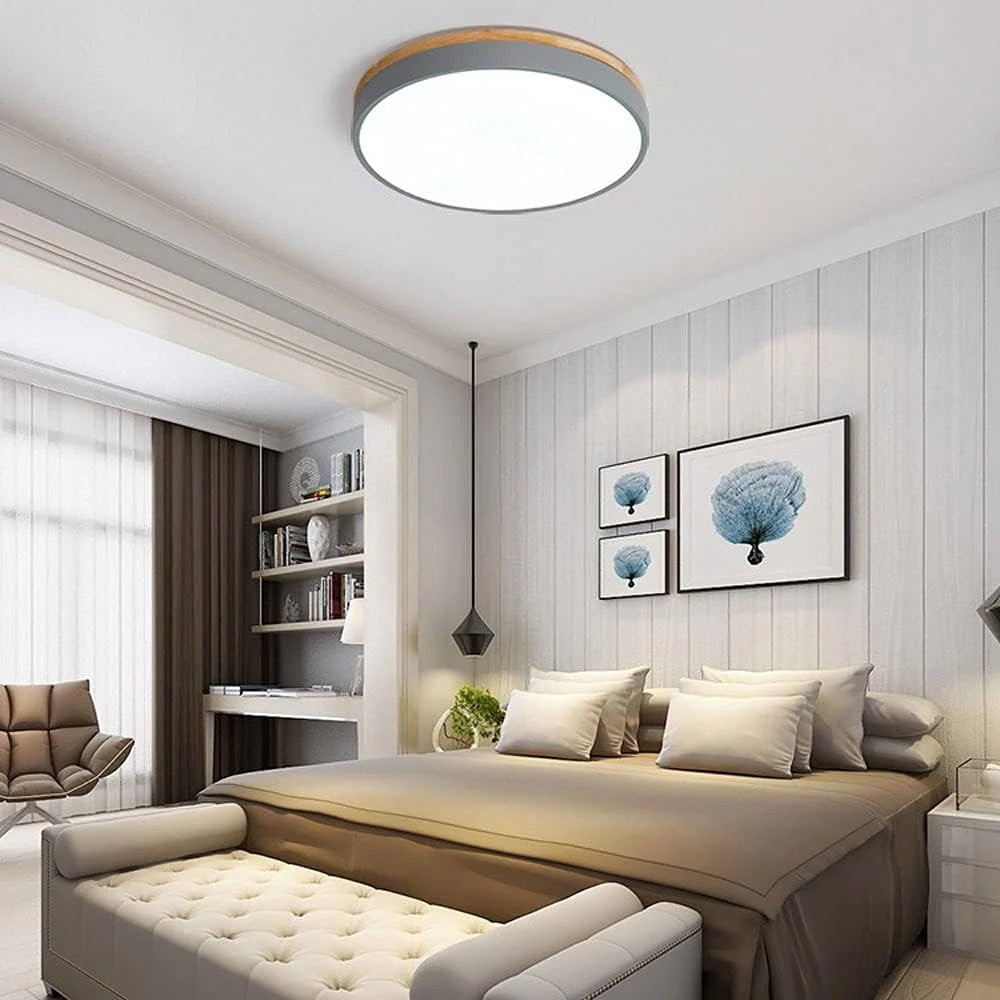Scandinavian Round Wood Ceiling Light