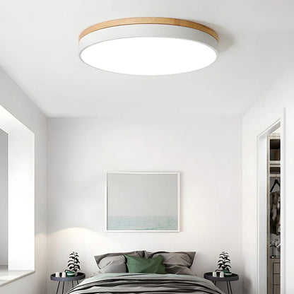 Scandinavian Round Wood Ceiling Light