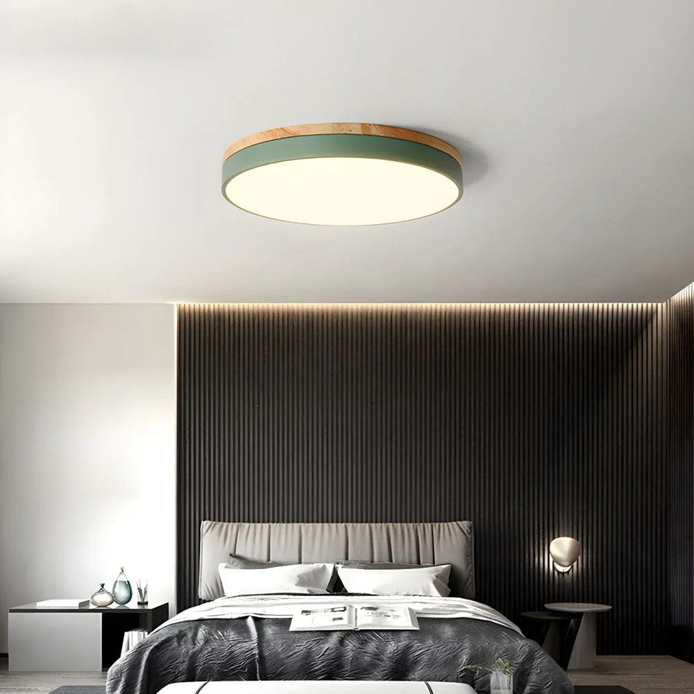 Scandinavian Round Wood Ceiling Light
