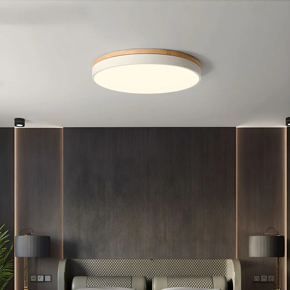 Scandinavian Round Wood Ceiling Light