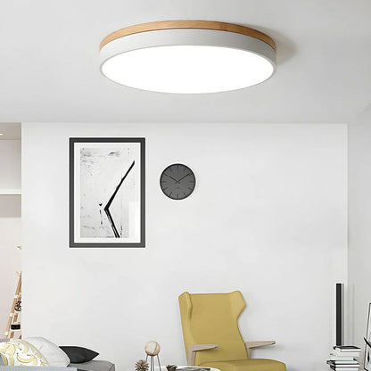 Scandinavian Round Wood Ceiling Light