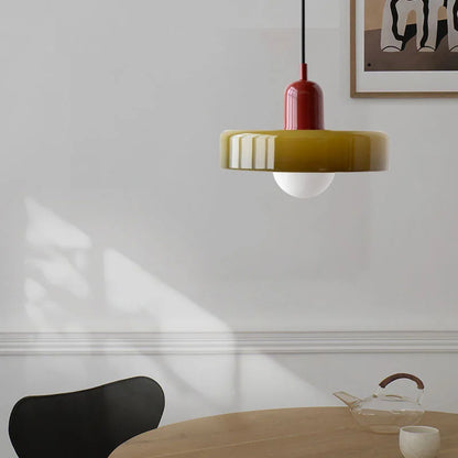 Retro Bauhaus Glass Disc Pendant Light