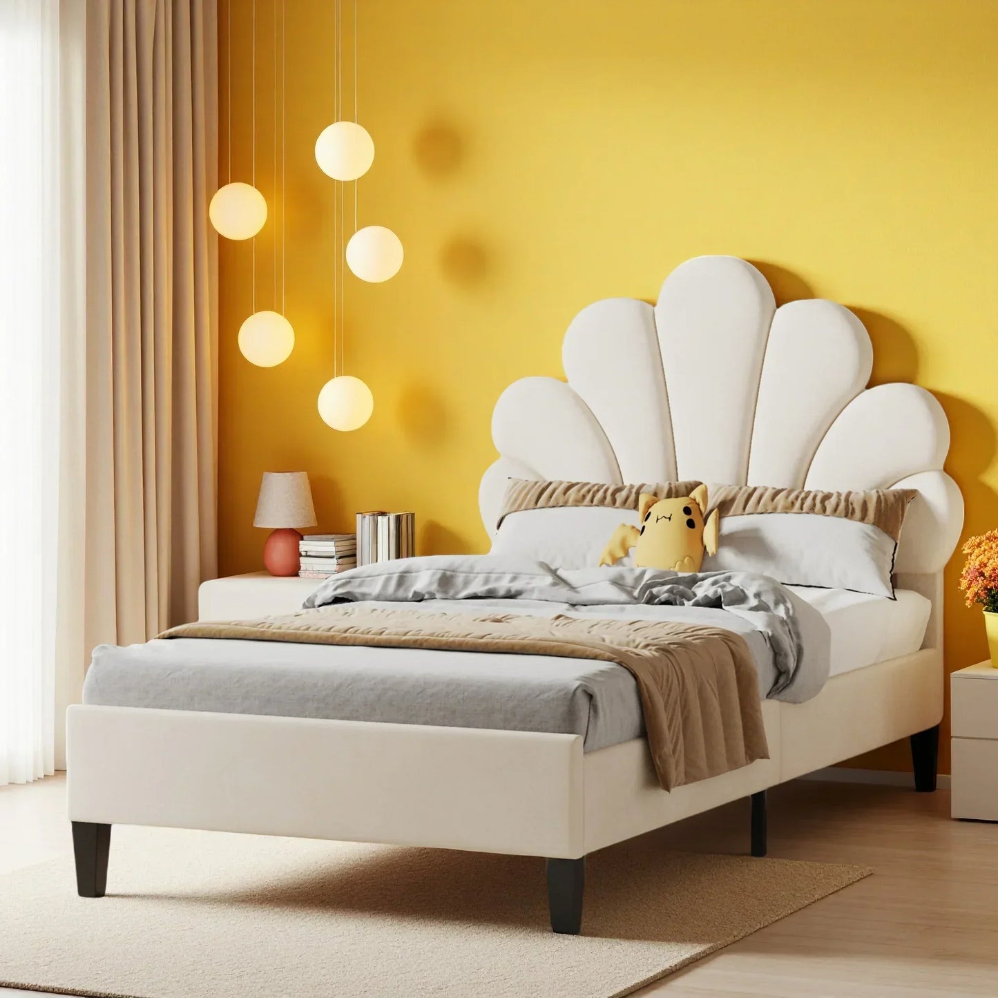 Flower Design Velvet Bed