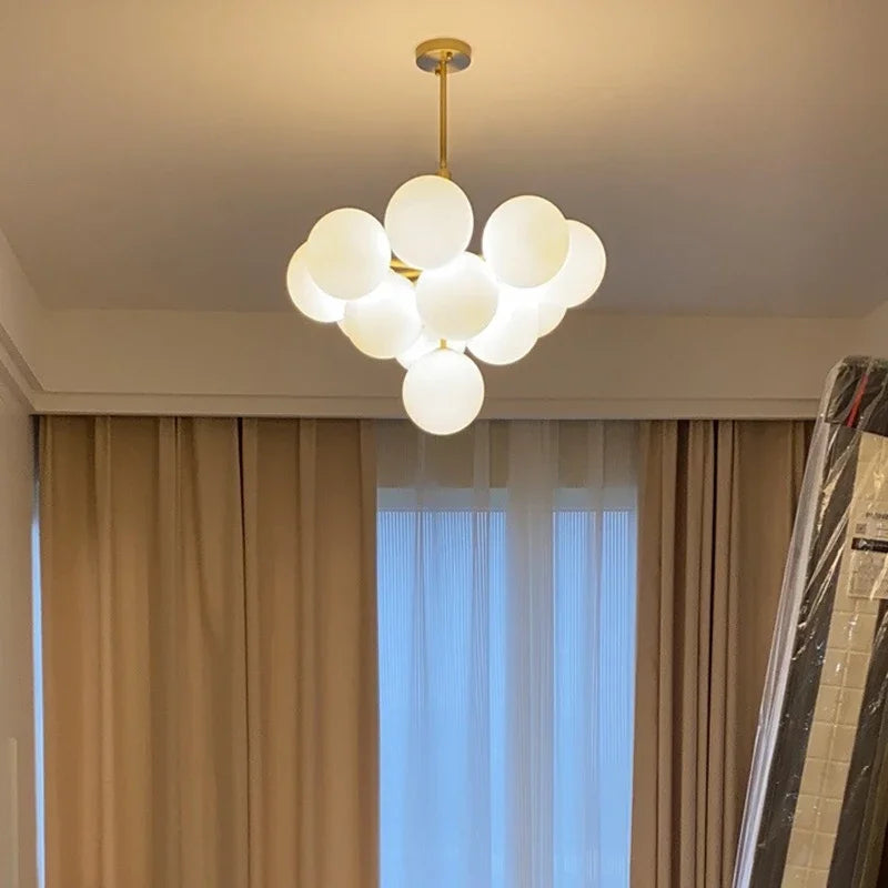 Nordic-Style Cascading Glass Globe Chandelier